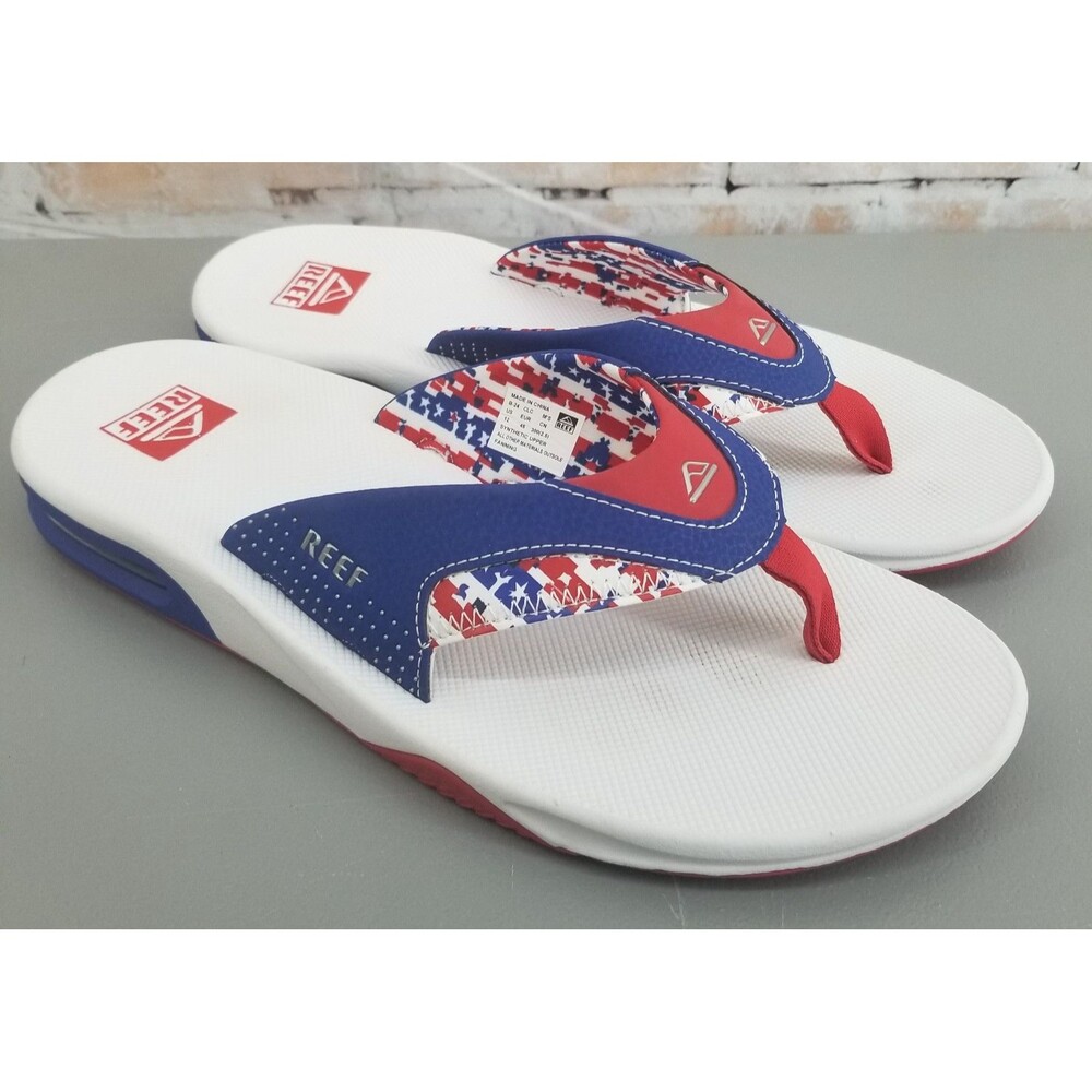 REEF Fanning Red/White/Blue Patriotic Flag USA Flip Flop Sandals Men's 12